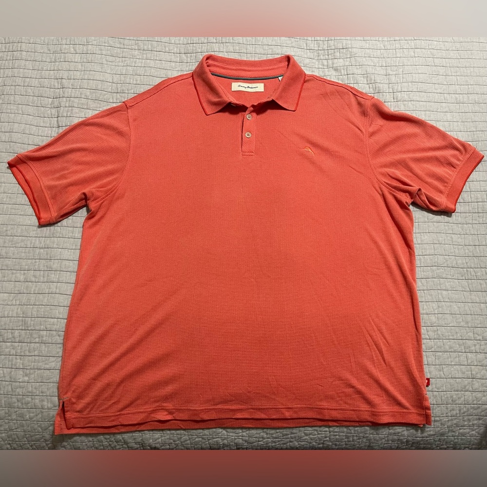 Tommy Bahama Men's Orange Check Short Sleeve Polo Golf Shirt Size XXL